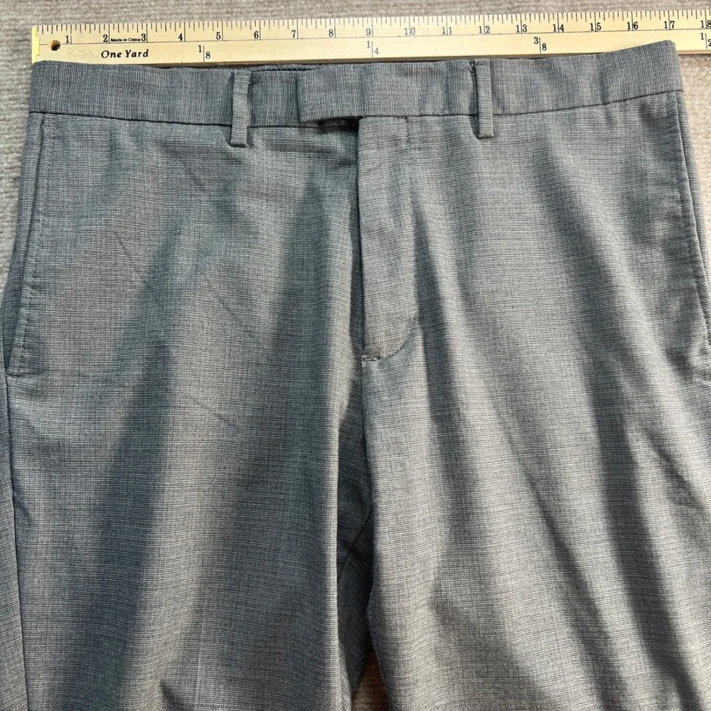 Banana Republic Mens Slim Fit Grey Textured Dress Pants 32x32 Stretch Trousers